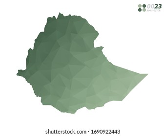 Vector of Ethiopia map green polygon triangle mosaic with white background. style gradient.