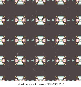 Vector ethnic abstract geometric seamless pattern with gringe background for frame, border elements, pattern, ethnic collection, tribal art. Hipster design

