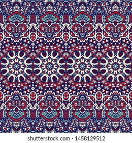 Vector Ethnic Abstract Seamless Festive pattern background ornamental. Vector illustration. Textile fabric ikat design folk art