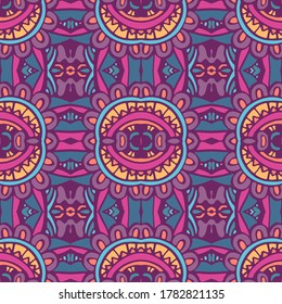 Vector Ethnic Abstract Seamless vintage pattern background ornamental. Textile fabric ikat design natural colored folk art stylized