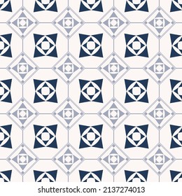 Vector ethnic blue color simple sino portuguese or peranakan neo classic style seamless pattern background. Use for fabric, interior decoration elements, upholstery, wrapping.