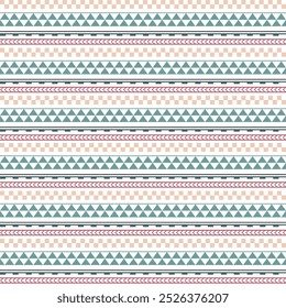 Vector ethnic boho seamless pattern in maori style. Geometric border with decorative ethnic elements. Pastel colors horizontal pattern.