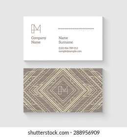 Vector Ethnic Business Card Template. High Quality Design Element.