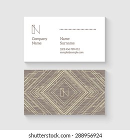 Vector ethnic business card template. High quality design element.