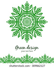 Vector ethnic card, ecology design. Traditional asian floral mandala