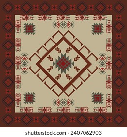 vector ethnic carpet motif pattern, rug motif, tribal pattern