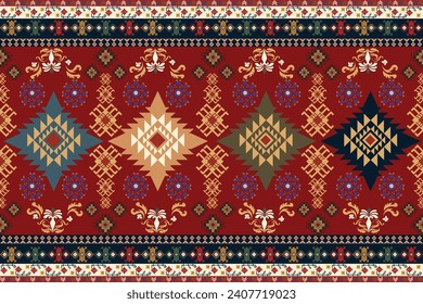 vector ethnic carpet motif pattern, rug motif, tribal pattern