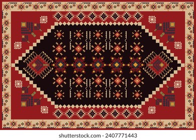 vector ethnic carpet motif pattern, rug motif, tribal pattern