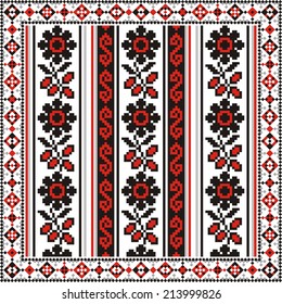 vector ethnic cultural ornaments to cross stitch on motives of Russian and Ukrainian historical elements