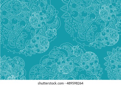  Vector ethnic design in ethnic style on light blue background