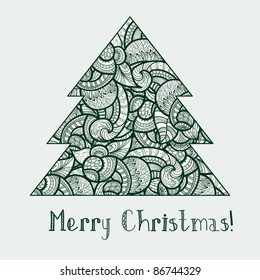 vector  ethnic doodle fir tree
