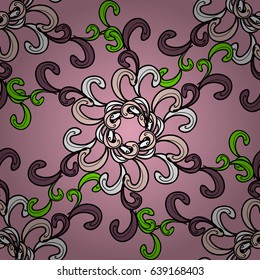 Vector ethnic elements seamless pattern. Vector illustration. Doodles sketch pattern. Colorful doodles.