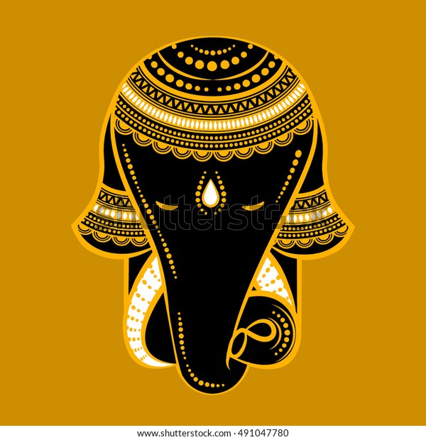 Vector Ethnic Elephant Hamsa Hand Elephant Stock Vector (Royalty Free
