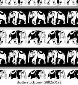 Vector ethnic elephant seamless pattern 
