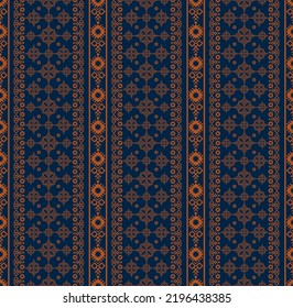 Rayas geométricas de bordado de origen étnico vectorial sin fisuras de color escandinavo vintage. Diseño de patrones de superficie. Para tela, textil, elementos de decoración interior, tapicería, envoltura.