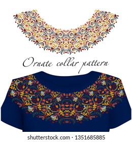 Vector ethnic flowers neck line embroidery graphic designs
