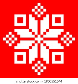 vector ethnic folk Ukrainian minimalistic pattern isolated on red background. a traditional element of the Ukrainian embroidered shirt - vyshyvanka. can be used as design and decoration elements.