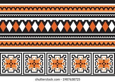 Vector of Ethnic geometric pattern  embroidery, weaving design image for background,wallpaper, Batik,fabric,illustration Thai woven fabric style. 