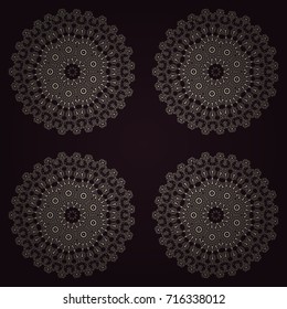 Vector ethnic geometric pattern mandalas, seamless background in traditional gray, brown and neutral colors, tribal folk style.