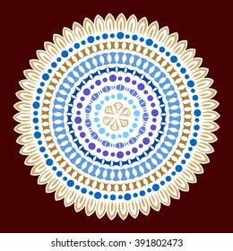 Vector ethnic golden decorative element on a dark background