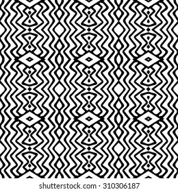 Vector ethnic hand drawn abstract vintage geometric wallpaper pattern seamless background. Tribe motive for wrapping. Aztec, american, arabic rhombus tiling.