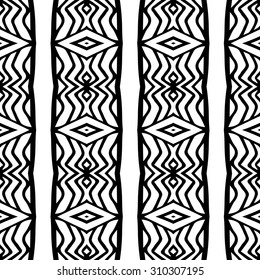 Vector ethnic hand drawn abstract vintage geometric wallpaper pattern seamless background. Tribe motive for wrapping. Aztec, american, arabic rhombus tiling.