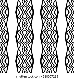 Vector ethnic hand drawn abstract vintage geometric wallpaper pattern seamless background. Tribe motive for wrapping. Aztec, american, arabic rhombus tiling.
