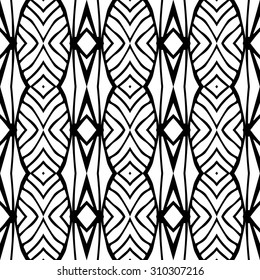 Vector ethnic hand drawn abstract vintage geometric wallpaper pattern seamless background. Tribe motive for wrapping. Aztec, american, arabic rhombus tiling.