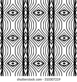 Vector ethnic hand drawn abstract vintage geometric wallpaper pattern seamless background. Tribe motive for wrapping. Aztec, american, arabic rhombus tiling.