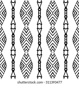 Vector ethnic hand drawn abstract vintage geometric wallpaper pattern seamless background. Tribe motive for wrapping. Aztec, american, arabic rhombus tiling.