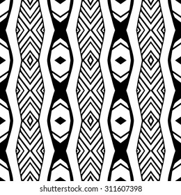 Vector ethnic hand drawn abstract vintage geometric wallpaper pattern seamless background. Tribe motive for wrapping. Aztec, american, arabic rhombus tiling.