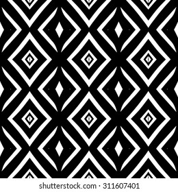 Vector ethnic hand drawn abstract vintage geometric wallpaper pattern seamless background. Tribe motive for wrapping. Aztec, american, arabic rhombus tiling.