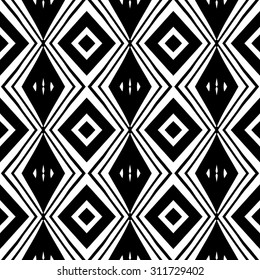 Vector ethnic hand drawn abstract vintage geometric wallpaper pattern seamless background. Tribe motive for wrapping. Aztec, american, arabic rhombus tiling.