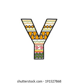 Vector ethnic hand drawn font, letter Y