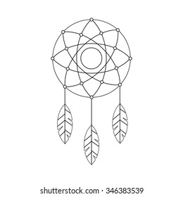 Vector ethnic illustration with American Indians dreamcatcher