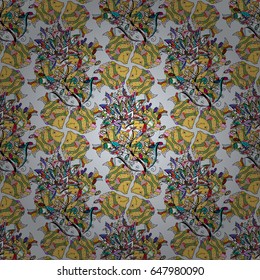 Vector ethnic Mandala ornament. Can be used for textile, greeting card, coloring book, phone case print. Henna tattoo style on a colorful background. Indian floral paisley medallion banners.
