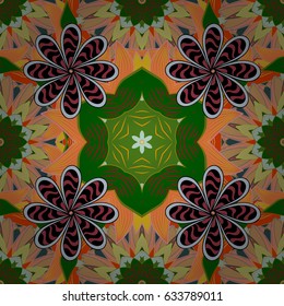 Vector ethnic Mandala ornament. Henna tattoo style on a violet background. Indian floral paisley medallion banners. Can be used for textile, greeting card, coloring book, phone case print.