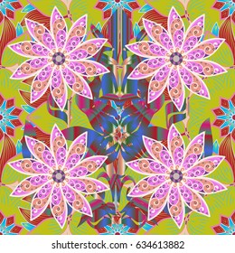 Vector ethnic Mandala ornament. Henna tattoo style on a blue background. Indian floral paisley medallion banners. Can be used for textile, greeting card, coloring book, phone case print.