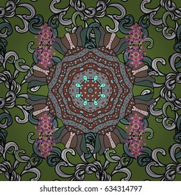Vector ethnic Mandala ornament. Indian floral paisley medallion banners. 
