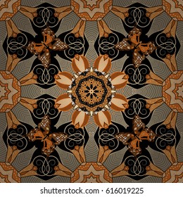 Vector ethnic mandalas, doodle background circles. Colorful background.