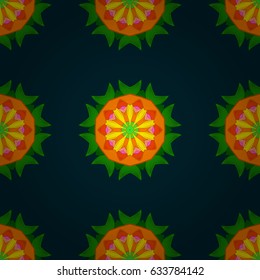 Vector ethnic mandalas, doodle background circles. Blue background.