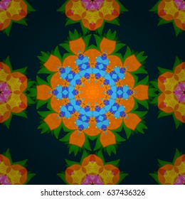 Vector ethnic mandalas, doodle background circles. Background.