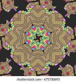 Vector ethnic mandalas, doodle background circles. Background.