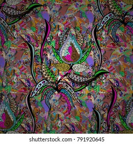 Vector ethnic mandalas, doodle background circles. Black, neutral and green colors.