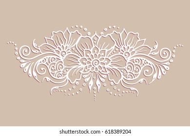 Vector ethnic mehndi pattern. Template for mehndi ornament. Hand drawn detailed outline pattern. Ornamental flowers set of indian style ornaments. Floral mehndi ornamental elements. Henna illustration