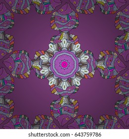 Vector Ethnic Oriental Circle Ornament. Islam, Arabic, Indian, ottoman motifs on a white background. Flower Mandala seamless pattern.