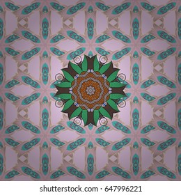 Vector Ethnic Oriental Circle Ornament. Islam, Arabic, Indian, ottoman motifs on a colorful background. Flower Mandala seamless pattern.