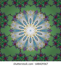 Vector Ethnic Oriental Circle Ornament. Islam, Arabic, Indian, ottoman motifs on a white background. Flower Mandala seamless pattern.