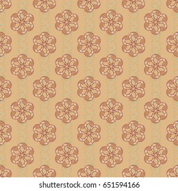 Vector Ethnic Oriental Circle Ornament. Islam, Arabic, Indian, ottoman motifs on a background. Flower Mandala seamless pattern.