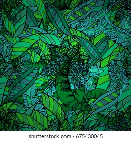 Vector Ethnic Oriental Circle Ornament. Islam, Arabic, Indian, ottoman motifs on a green background. Flower Mandala seamless pattern.